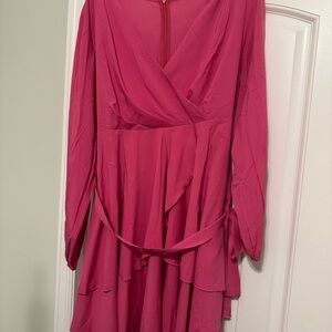 Elegant Pink Wrap Dress never worn size 18. Purchased from Amazon